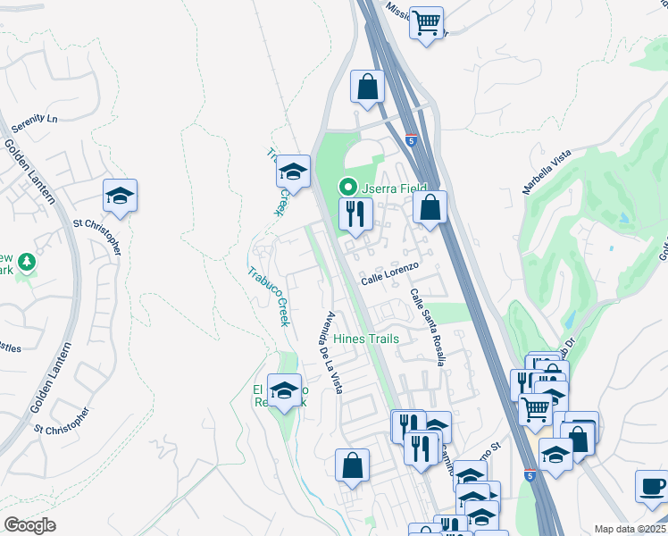 map of restaurants, bars, coffee shops, grocery stores, and more near 30882 Avenida De La Vista in San Juan Capistrano
