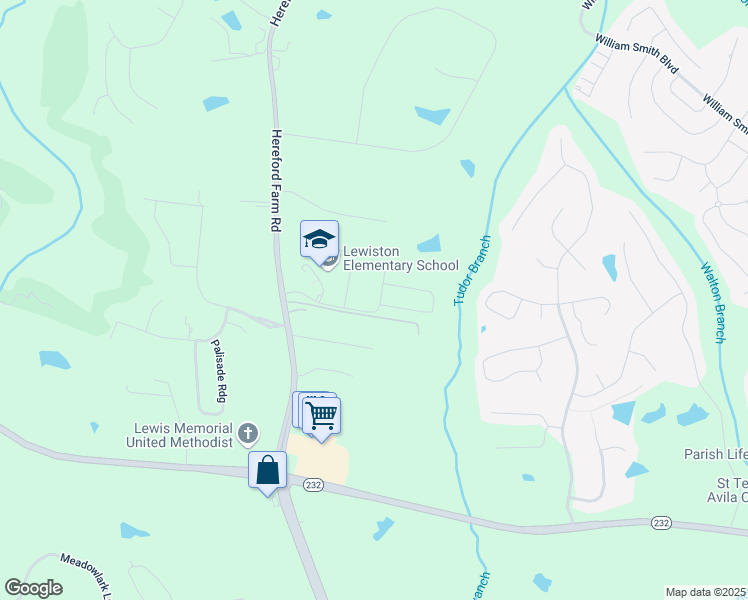 map of restaurants, bars, coffee shops, grocery stores, and more near 2425 River Birch Drive in Evans