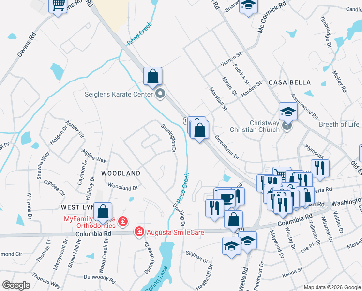 map of restaurants, bars, coffee shops, grocery stores, and more near 235 Stonington Drive in Martinez