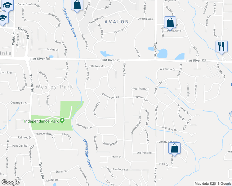 map of restaurants, bars, coffee shops, grocery stores, and more near 8842 Homewood Drive in Riverdale