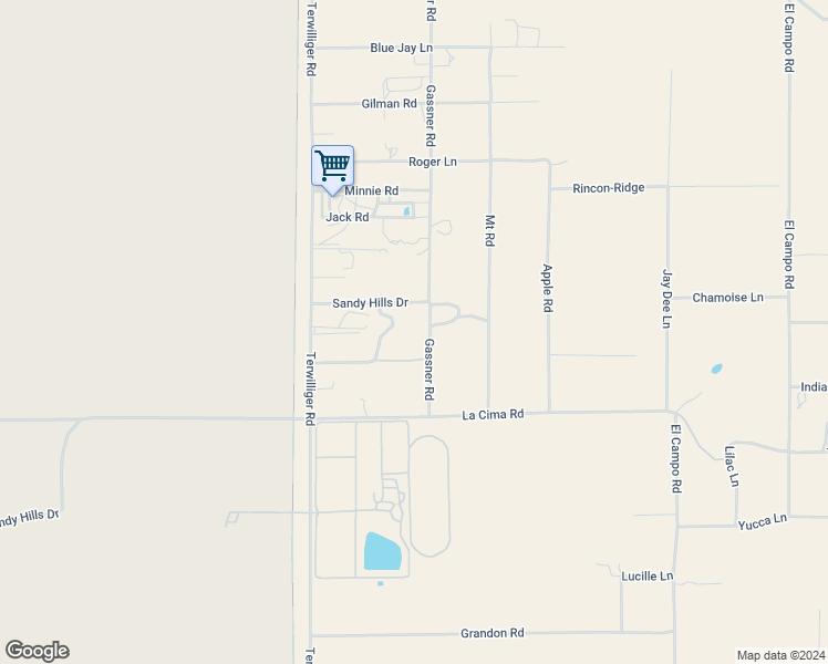 map of restaurants, bars, coffee shops, grocery stores, and more near 41815 Gassner Road in Anza