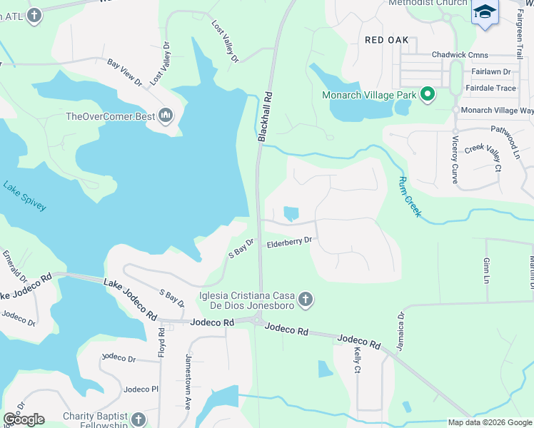 map of restaurants, bars, coffee shops, grocery stores, and more near 11 Tallulah Courts in Jonesboro