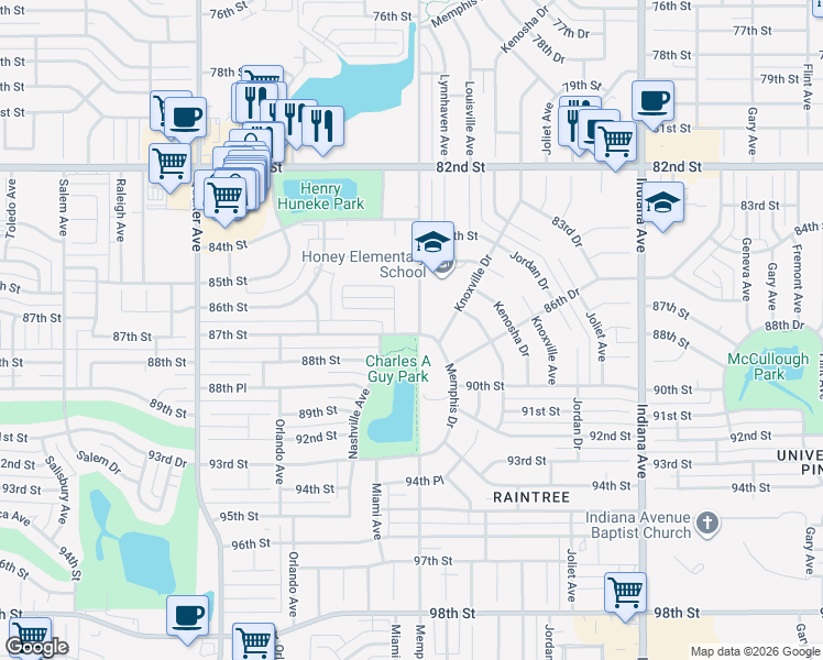 map of restaurants, bars, coffee shops, grocery stores, and more near 8622 Memphis Avenue in Lubbock