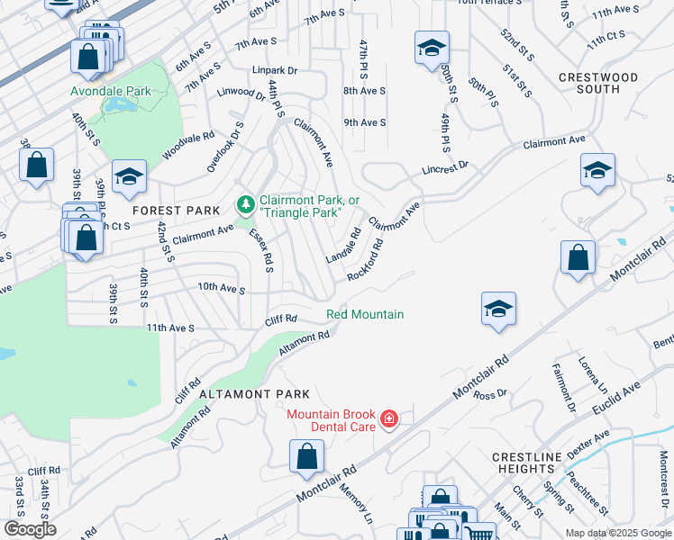 map of restaurants, bars, coffee shops, grocery stores, and more near 955 Linwood Road in Birmingham