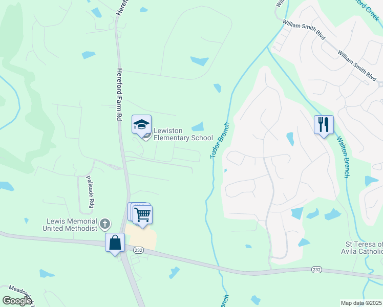 map of restaurants, bars, coffee shops, grocery stores, and more near 2545 Grier Circle in Evans