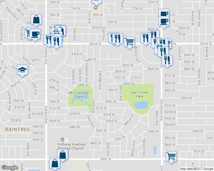 map of restaurants, bars, coffee shops, grocery stores, and more near 2921 88th St in Lubbock
