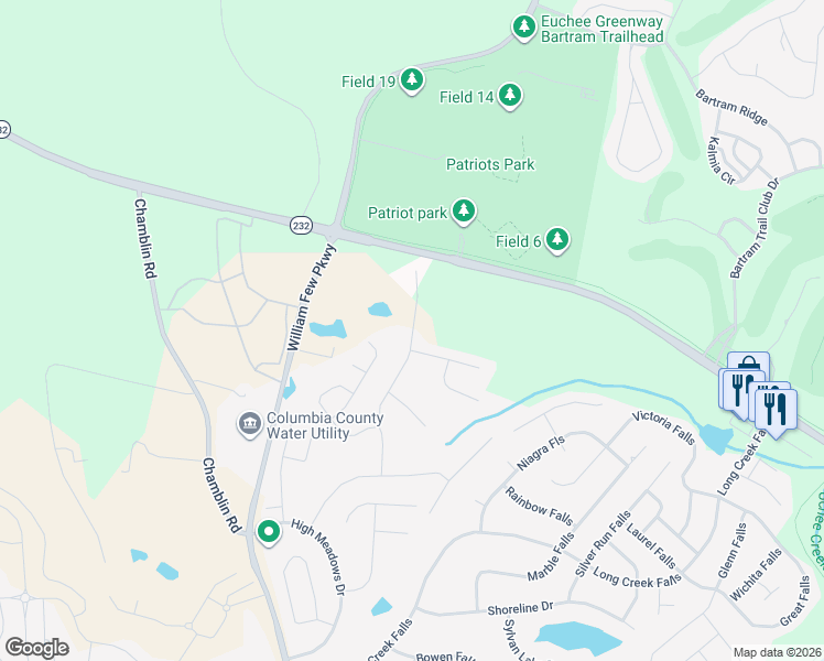 map of restaurants, bars, coffee shops, grocery stores, and more near 756 Gallaway Lane in Grovetown