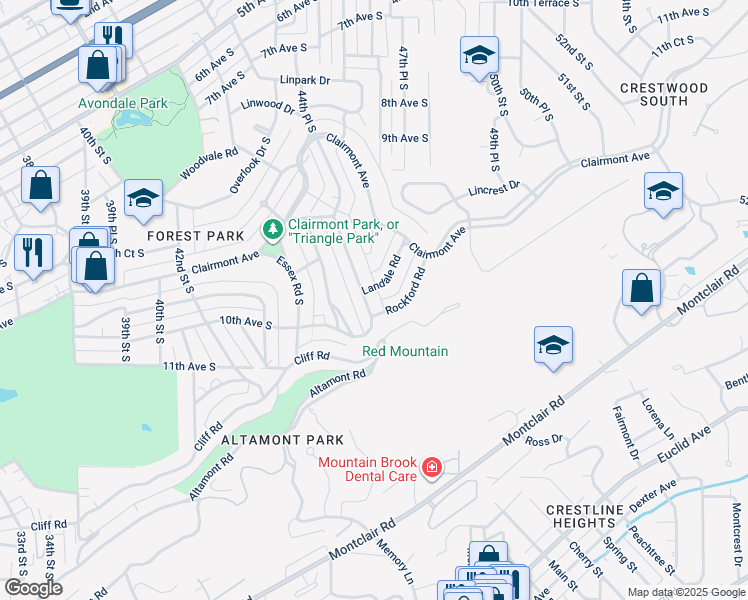 map of restaurants, bars, coffee shops, grocery stores, and more near 955 Linwood Rd in Birmingham