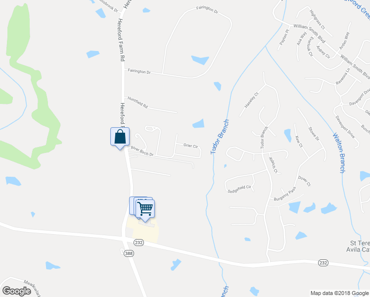 map of restaurants, bars, coffee shops, grocery stores, and more near 2553 Grier Circle in Evans