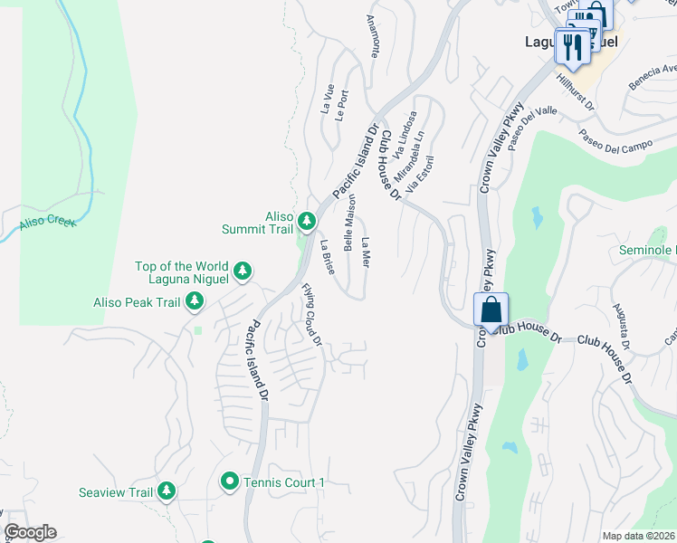map of restaurants, bars, coffee shops, grocery stores, and more near 30882 La Brise in Laguna Niguel