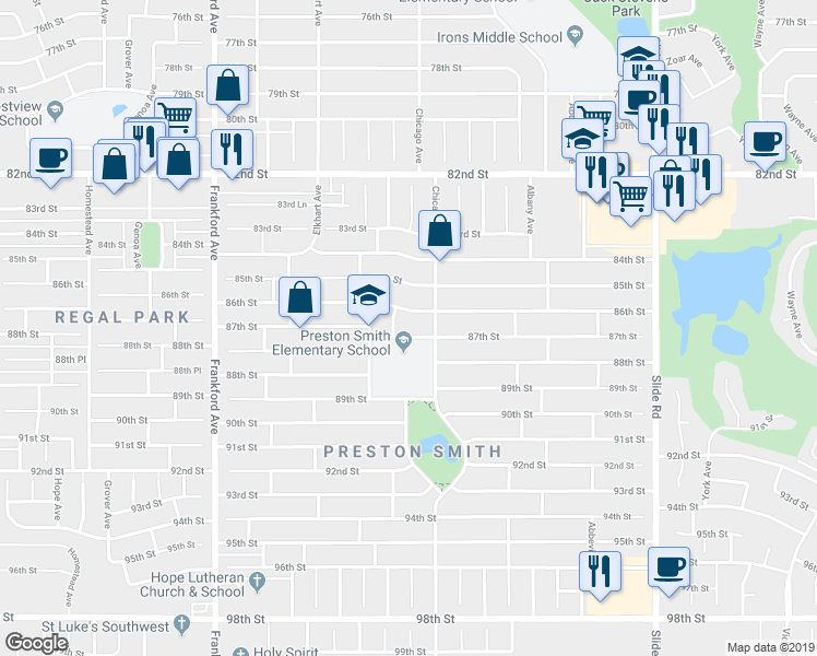 map of restaurants, bars, coffee shops, grocery stores, and more near 8607 Colton Avenue in Lubbock
