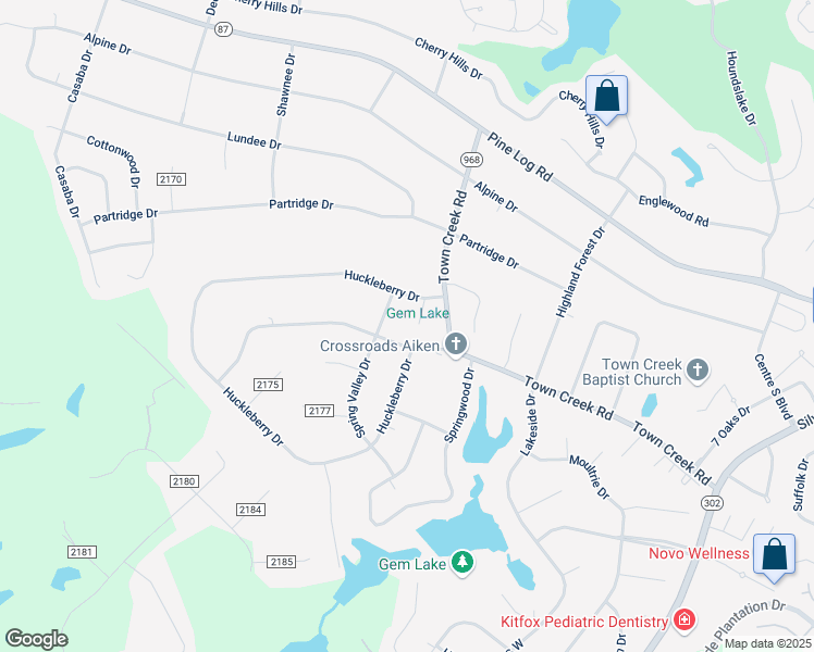 map of restaurants, bars, coffee shops, grocery stores, and more near 128 Elwood Drive in Aiken