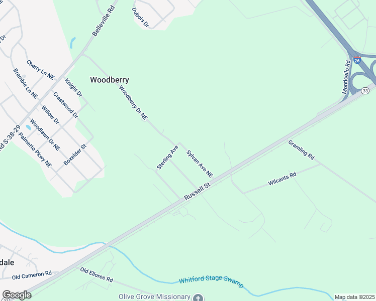 map of restaurants, bars, coffee shops, grocery stores, and more near 190 Sylvan Avenue Northeast in Orangeburg