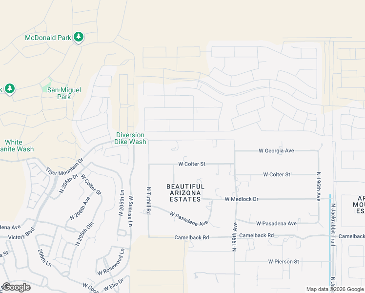map of restaurants, bars, coffee shops, grocery stores, and more near 20112 West Colter Street in Litchfield Park