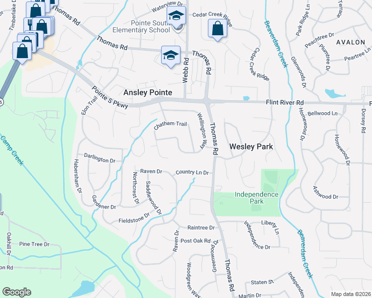 map of restaurants, bars, coffee shops, grocery stores, and more near 484 Wellington Way in Jonesboro