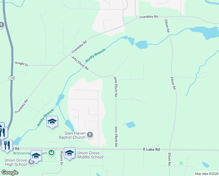 map of restaurants, bars, coffee shops, grocery stores, and more near 265 John Elliott Road in McDonough