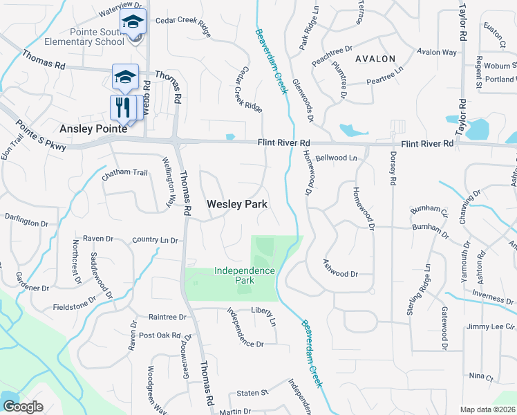 map of restaurants, bars, coffee shops, grocery stores, and more near 374 Sir William Court in Jonesboro