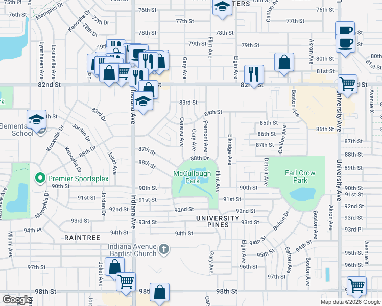 map of restaurants, bars, coffee shops, grocery stores, and more near 8607 Geneva Avenue in Lubbock