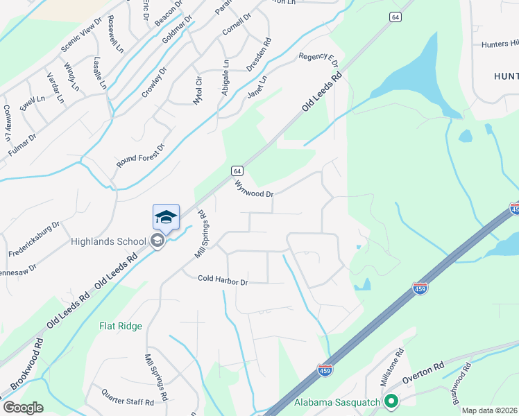 map of restaurants, bars, coffee shops, grocery stores, and more near 5017 Wendover Drive in Birmingham