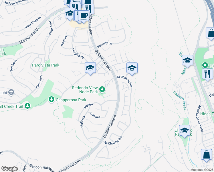 map of restaurants, bars, coffee shops, grocery stores, and more near 21 Redondo in Laguna Niguel