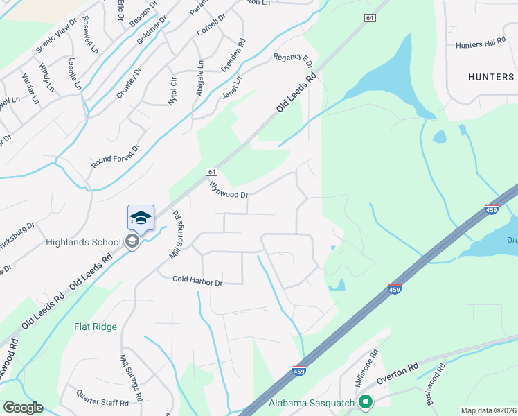 map of restaurants, bars, coffee shops, grocery stores, and more near 5029 Wendover Drive in Birmingham
