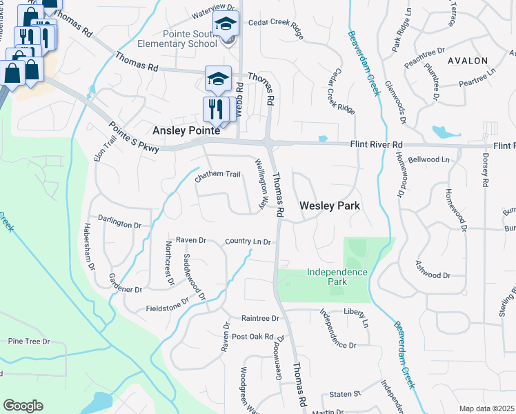 map of restaurants, bars, coffee shops, grocery stores, and more near 506 Wellington Way in Jonesboro