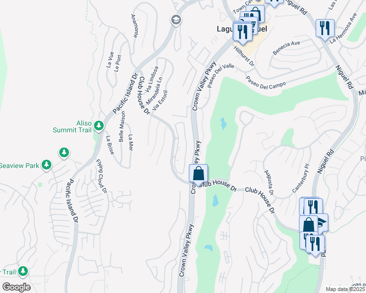map of restaurants, bars, coffee shops, grocery stores, and more near 30902 Club House Drive in Laguna Niguel