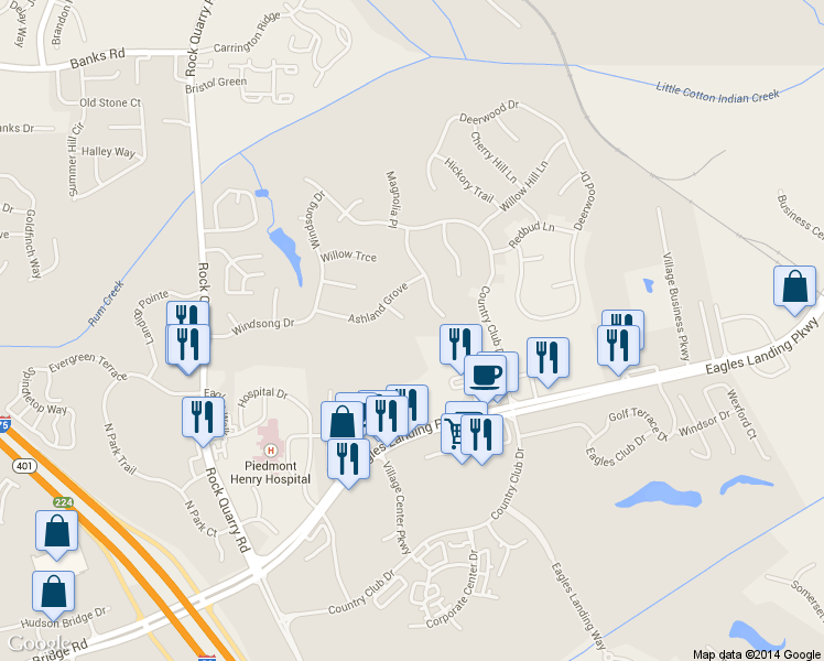 map of restaurants, bars, coffee shops, grocery stores, and more near 106 Chestnut Knoll in Stockbridge