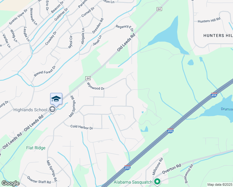 map of restaurants, bars, coffee shops, grocery stores, and more near 5004 Grand Rock Road in Birmingham