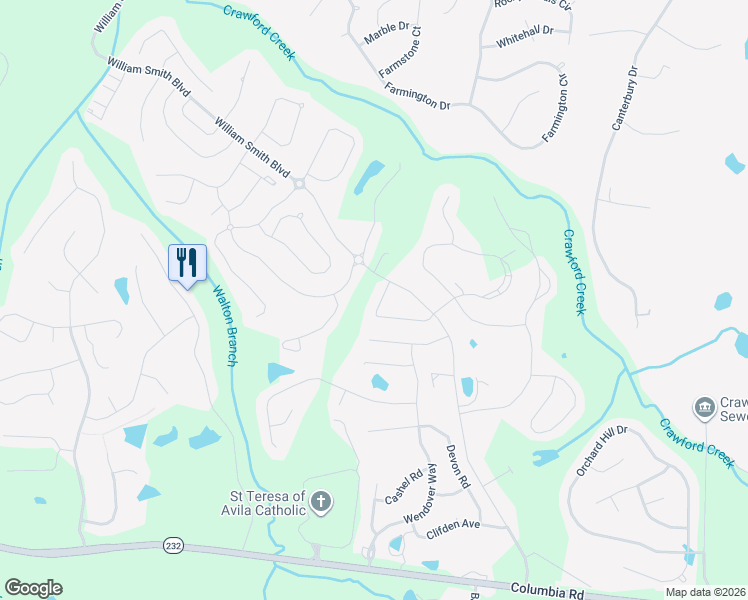 map of restaurants, bars, coffee shops, grocery stores, and more near 237 North Old Belair Road in Grovetown