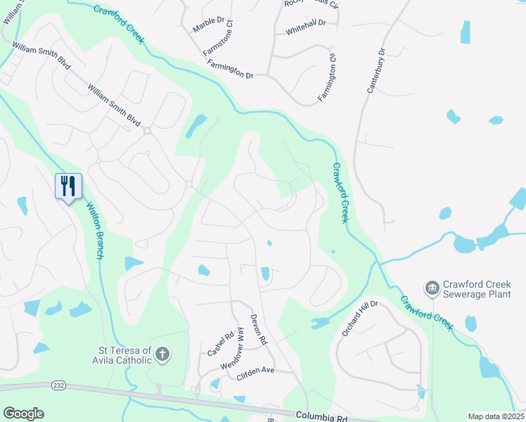 map of restaurants, bars, coffee shops, grocery stores, and more near 2100 Sinclair Drive in Grovetown