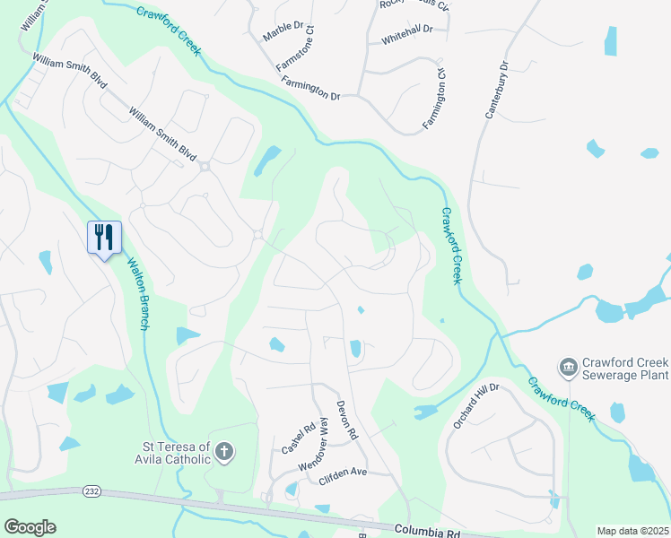 map of restaurants, bars, coffee shops, grocery stores, and more near 2100 Sinclair Drive in Grovetown