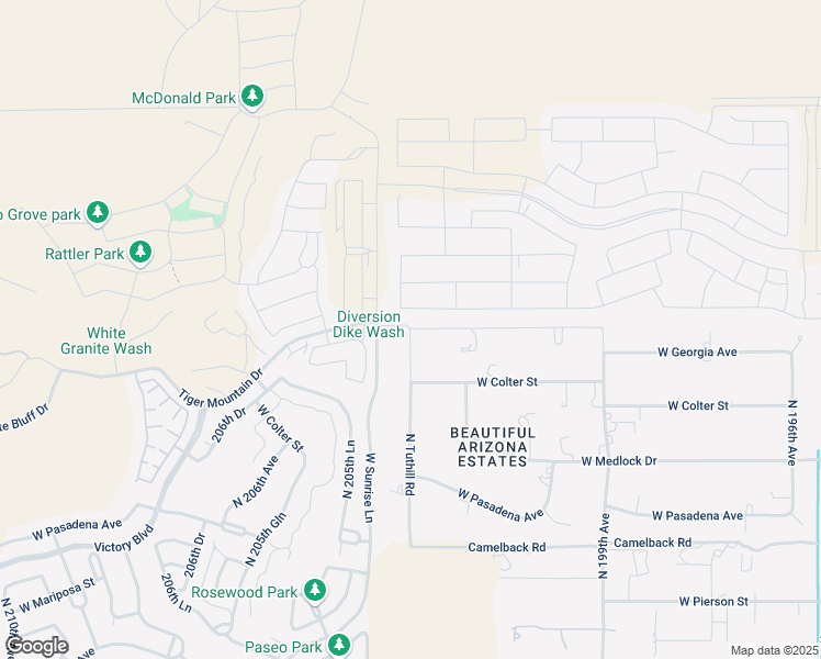 map of restaurants, bars, coffee shops, grocery stores, and more near 5361 North Tuthill Road in Litchfield Park