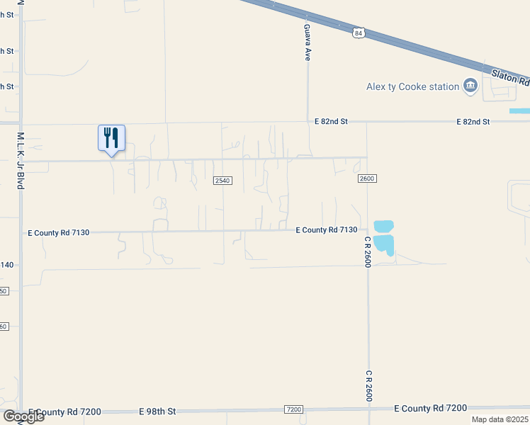 map of restaurants, bars, coffee shops, grocery stores, and more near 2701 County Road 7130 in Lubbock