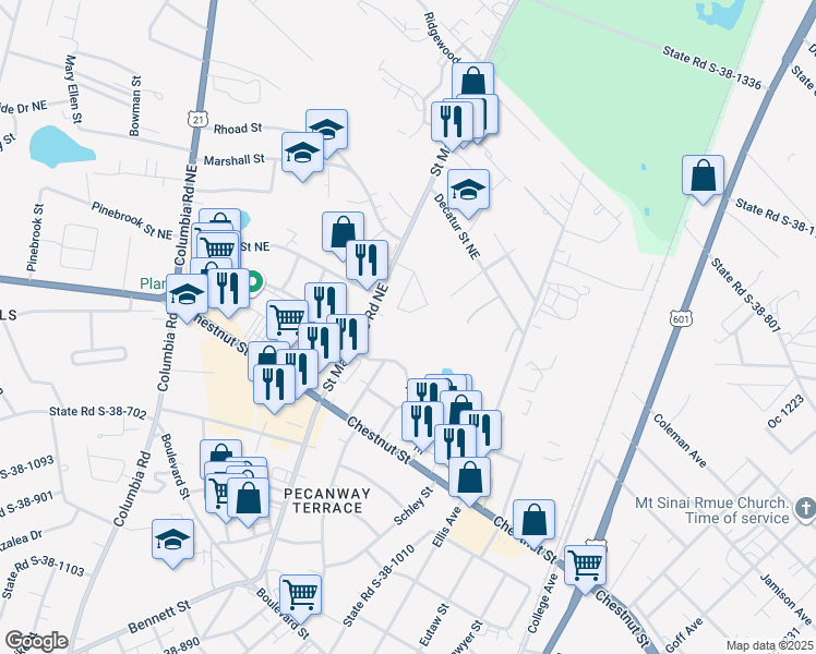 map of restaurants, bars, coffee shops, grocery stores, and more near 164442 Saint Matthews Road in Orangeburg