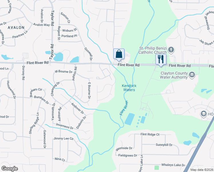 map of restaurants, bars, coffee shops, grocery stores, and more near 263 Concord Lane in Jonesboro