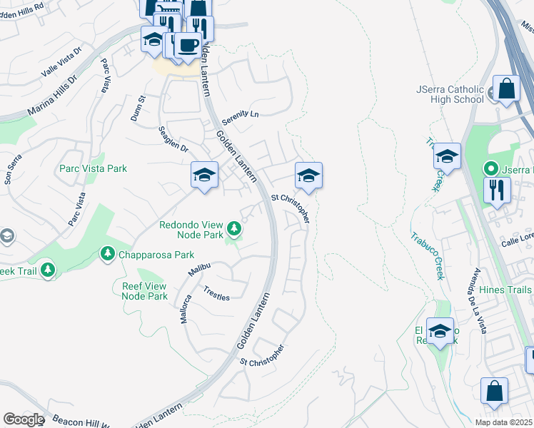 map of restaurants, bars, coffee shops, grocery stores, and more near in Laguna Niguel