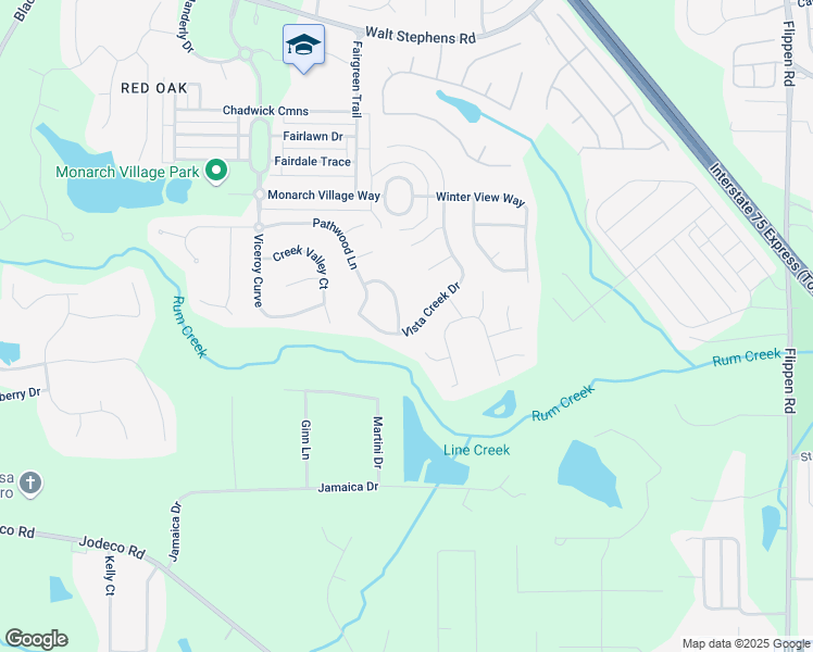 map of restaurants, bars, coffee shops, grocery stores, and more near 1025 Gossamere Way in Stockbridge