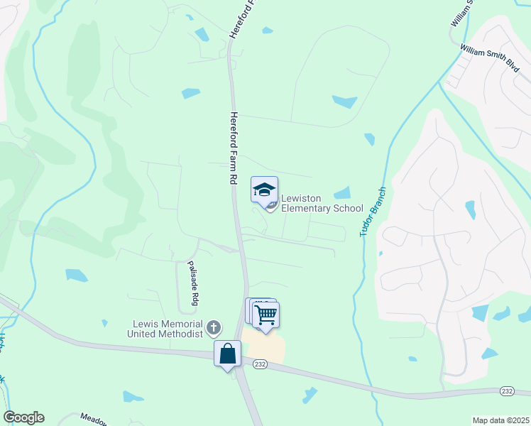map of restaurants, bars, coffee shops, grocery stores, and more near 5426 Hereford Farm Road in Evans