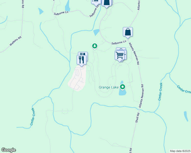 map of restaurants, bars, coffee shops, grocery stores, and more near 10879 Serenbe Lane in Chattahoochee Hills
