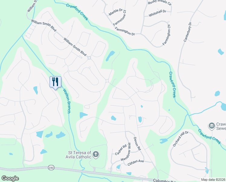 map of restaurants, bars, coffee shops, grocery stores, and more near 587 Bunchgrass Street in Evans