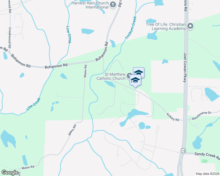 map of restaurants, bars, coffee shops, grocery stores, and more near 262 Kirkley Road in Tyrone