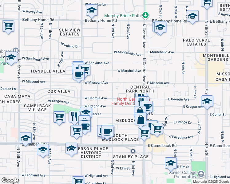 map of restaurants, bars, coffee shops, grocery stores, and more near 5334 North 3rd Avenue in Phoenix