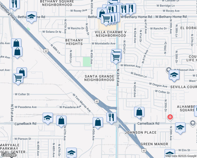 map of restaurants, bars, coffee shops, grocery stores, and more near 71 Mobile Home Park in Glendale