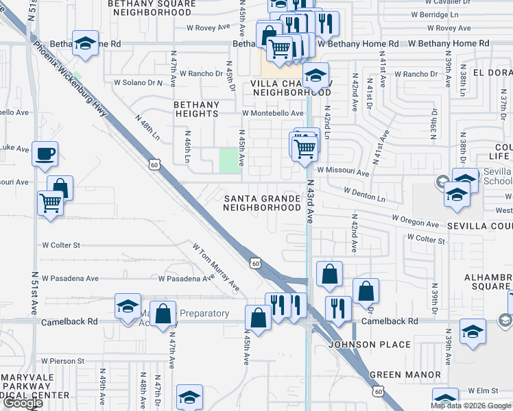 map of restaurants, bars, coffee shops, grocery stores, and more near 71 Mobile Home Park in Glendale