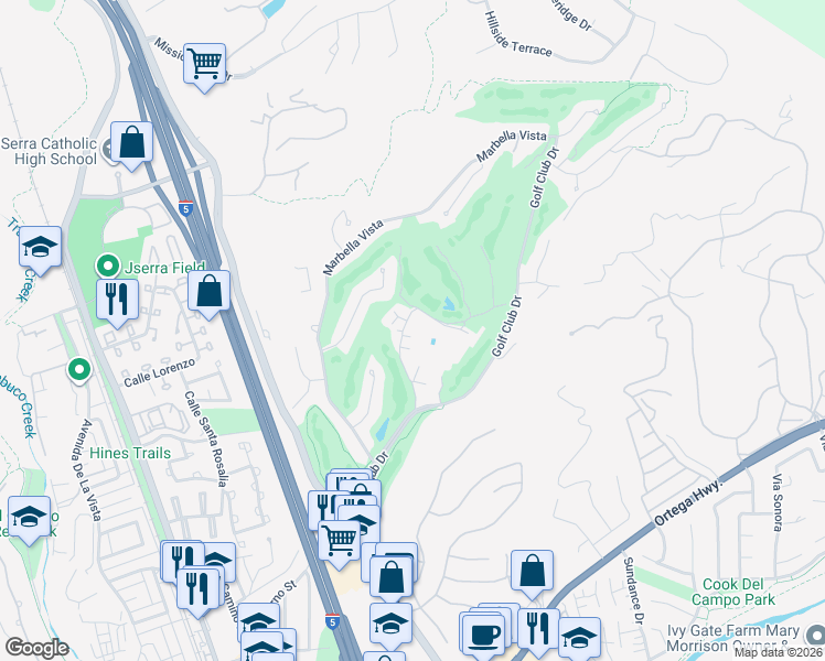 map of restaurants, bars, coffee shops, grocery stores, and more near 70 Plaza Cuesta in San Juan Capistrano