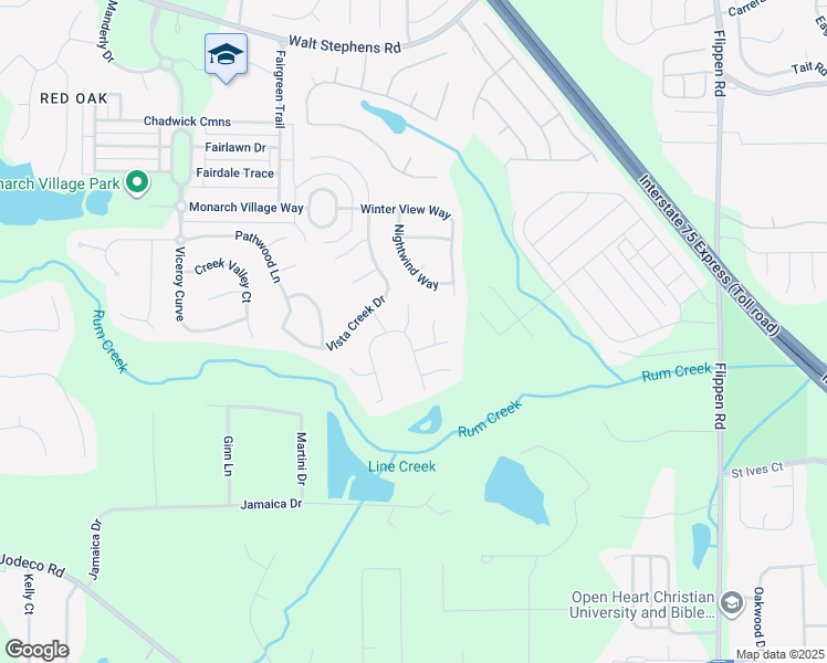 map of restaurants, bars, coffee shops, grocery stores, and more near 1800 Chickory Court in Stockbridge