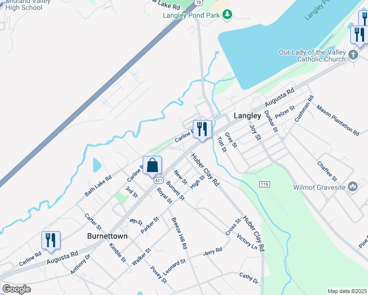 map of restaurants, bars, coffee shops, grocery stores, and more near 2914 Augusta Road in Warrenville