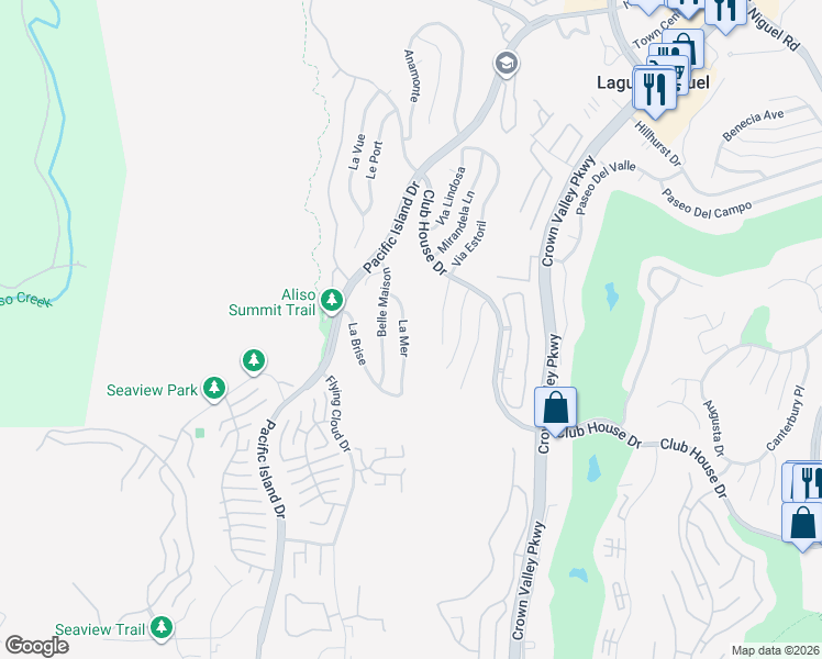 map of restaurants, bars, coffee shops, grocery stores, and more near 30812 La Mer in Laguna Niguel