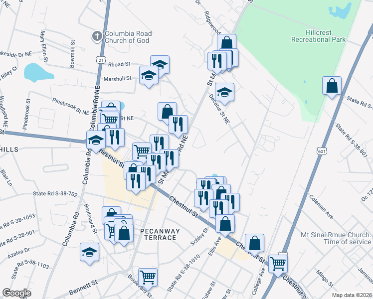map of restaurants, bars, coffee shops, grocery stores, and more near 164442 Saint Matthews Road in Orangeburg
